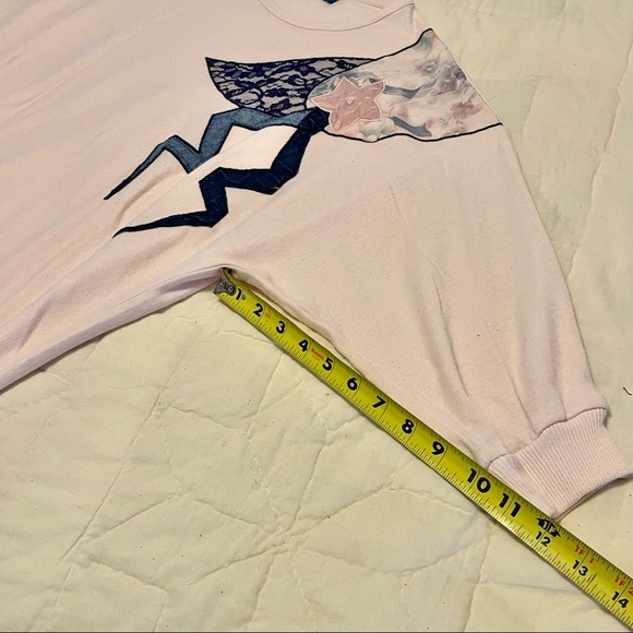 80s 90s Y2K Pink shirt with dolman sleeves & patchwork appliqué True Vintage - Picture 9 of 10